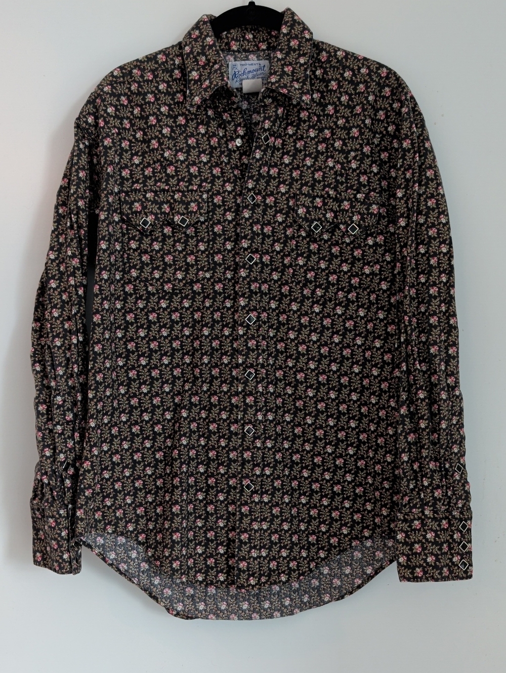 Vintage Rockmount Ranch Wear Floral Pearl Snap Button Up Long Sleeve Size Small